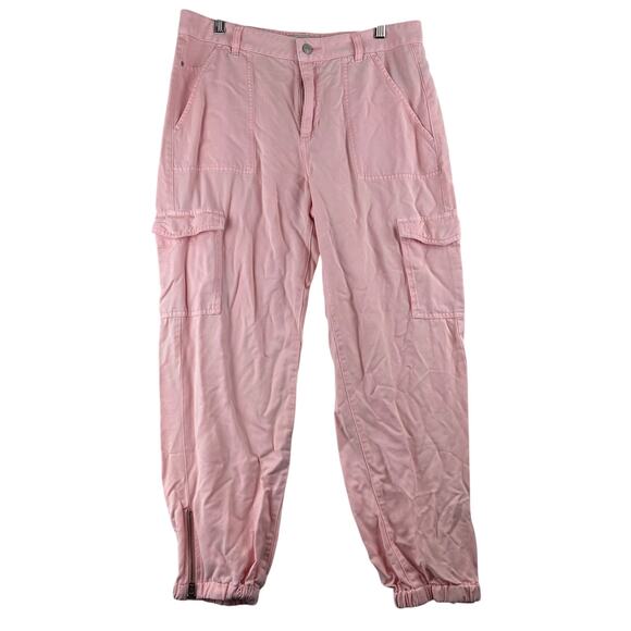 Guess Bowie Cargo Chino Jogger Pant Women 29 Pink Pockets Zipper Leg Tencel Soft - Picture 1 of 16